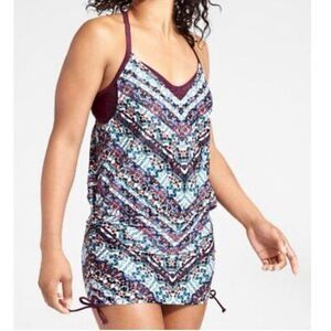 Athleta Womens Marrakesh Tankini Swim Top Size 34 B/C Maroon Shelf Bra 777005-00